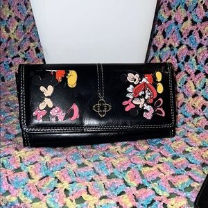 Black Minnie & Mickey Print Trifold Wallet - Disney
